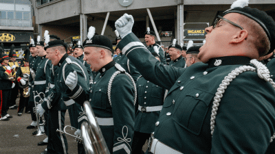 In strakke formaties strijden marsbands in Kerkrade om de wereldtitel. ‘Hier werk je vier jaar lang naartoe’
